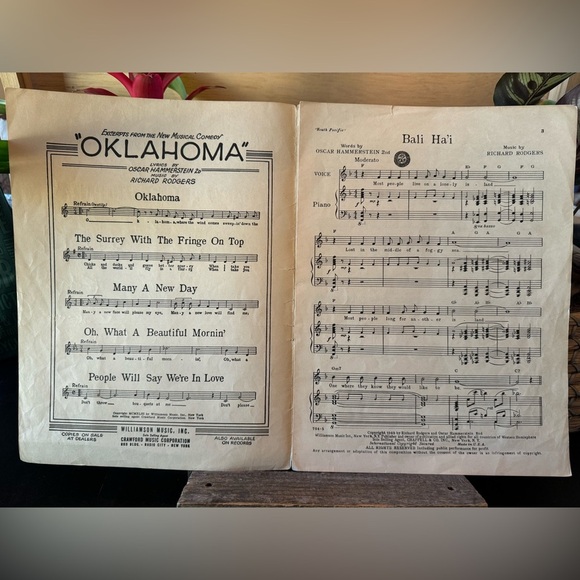 VINTAGE “Bali Ha’i” Sheet Music | Piano & Voice | South Pacific - Picture 4 of 8